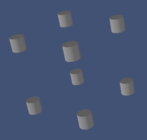 Le rendu des instances du cylindre sur les pointes