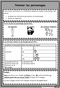 Identifier les personnages, substituts, compréhension Ce1, dixmois