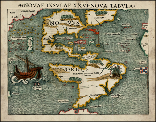 Novae Insulae XVI Nova Tabula Sebastian Munster (Basle 1545)