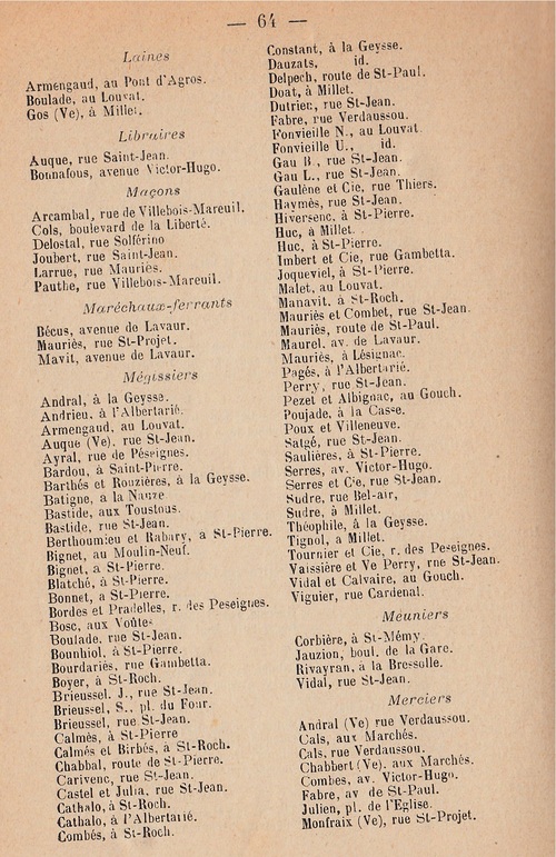 L'incroyable liste des commerçants et industriels de Graulhet en 1913