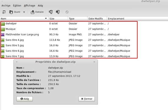 Script de compression zip