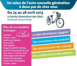 Salon du véhicule propre à Ste-Geneviève-des-Bois (91) du 25 au 28 avril 2013