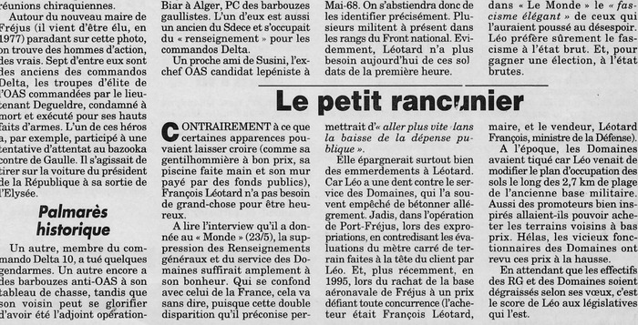 C’est l’article d’un fils de victime de l’OAS ***  Aujourd’hui un ancien ministre de la République est mort