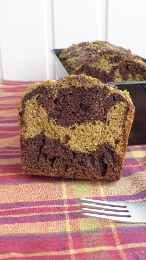 Gâteau marbré pistache-cacao et un retour bien apprécié