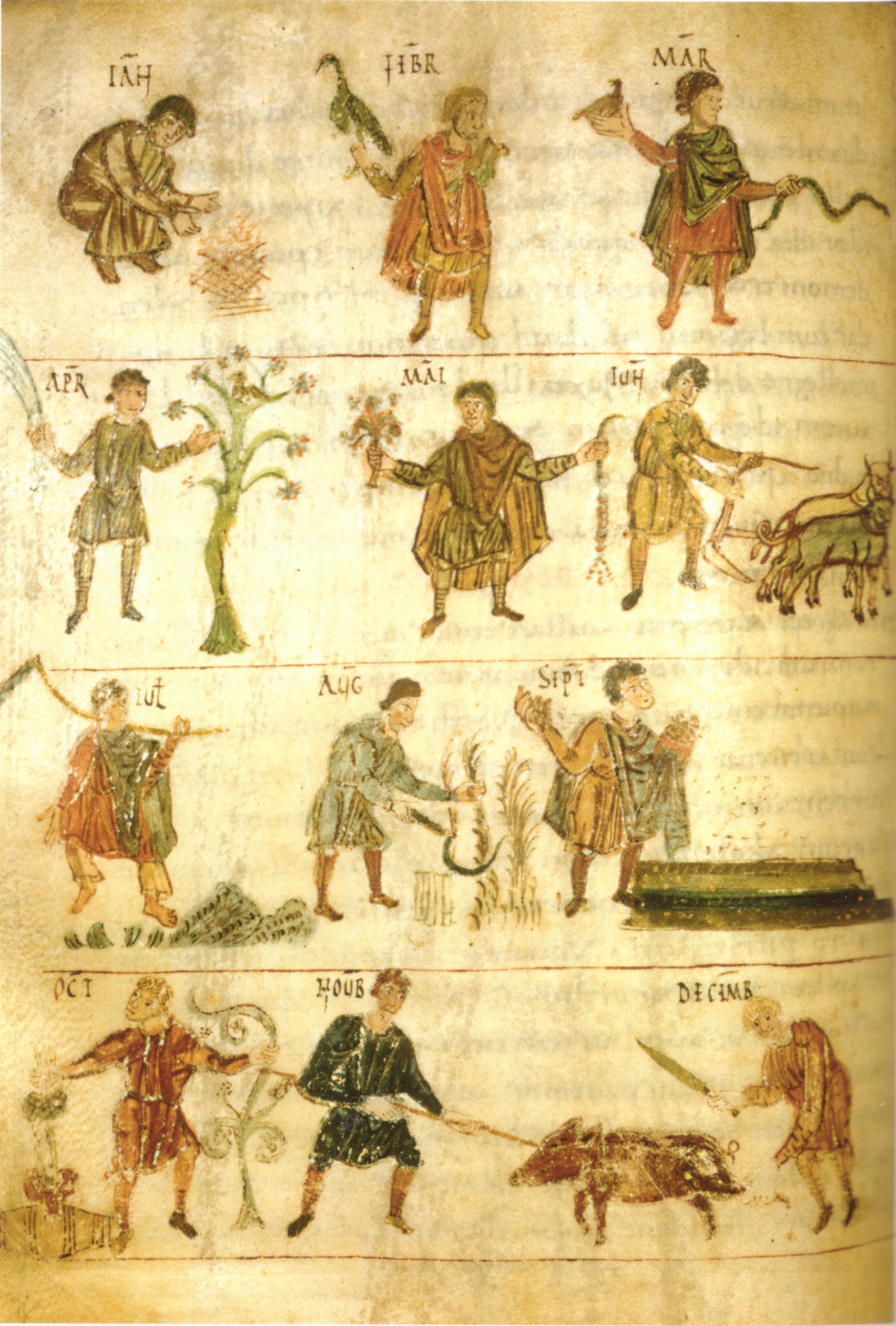 Calendrier des activités par saison, Carolingiens IXe siècle