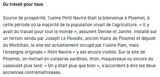 Dossier sur "La lutte des Penn Sardines en Bretagne " en 1924 + l'usine : Le Petit Navire à Ploemel .