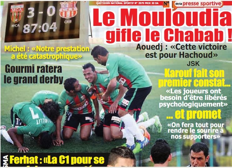 Vendredi 17.04.2015 à Bologhine à Huis clos MCA-CRB 3-0