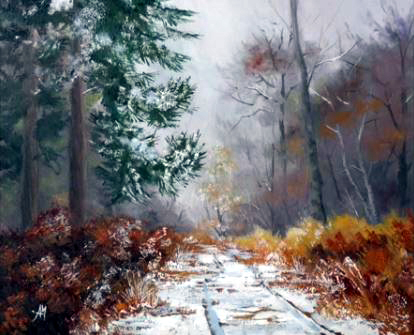 Dessin et peinture - vidéo 2052 : Les derniers paysages enneigés - peinture à l'huile.