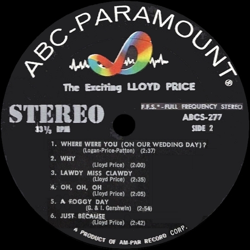 Lloyd Price : Album " The Exciting Lloyd Price " ABC-Paramount Records ABCS-277 [ US ]