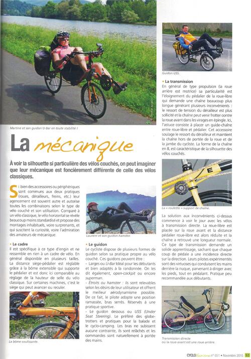 Le vélo horizontal - Revue Cyclotourisme