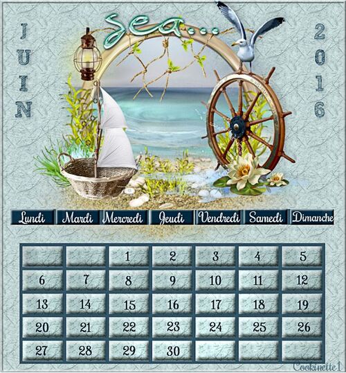 Mon calendrier Juin 2016