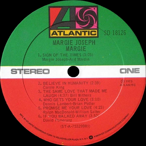 Margie Joseph : Album " Margie " Atlantic Records SD 18126 [ US ]