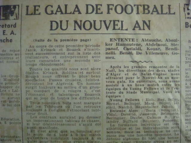 Janvier 1948 Entente ASSE-MCA contre Ostrava 0-6