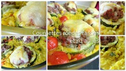 Courgettes farcies et riz cuit au jus