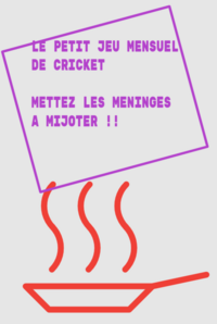 Le petit jeu mensuel de Cricket...