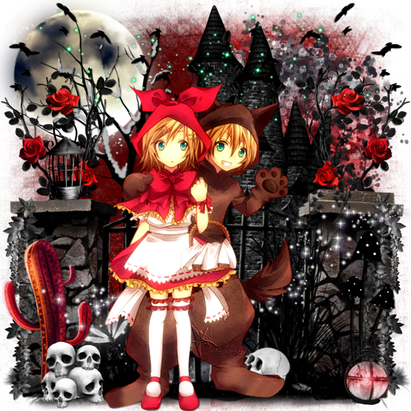 Little red girl and wolf