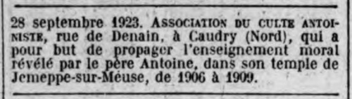 Caudry (Journal officiel de la République française 4 octobre 1923)