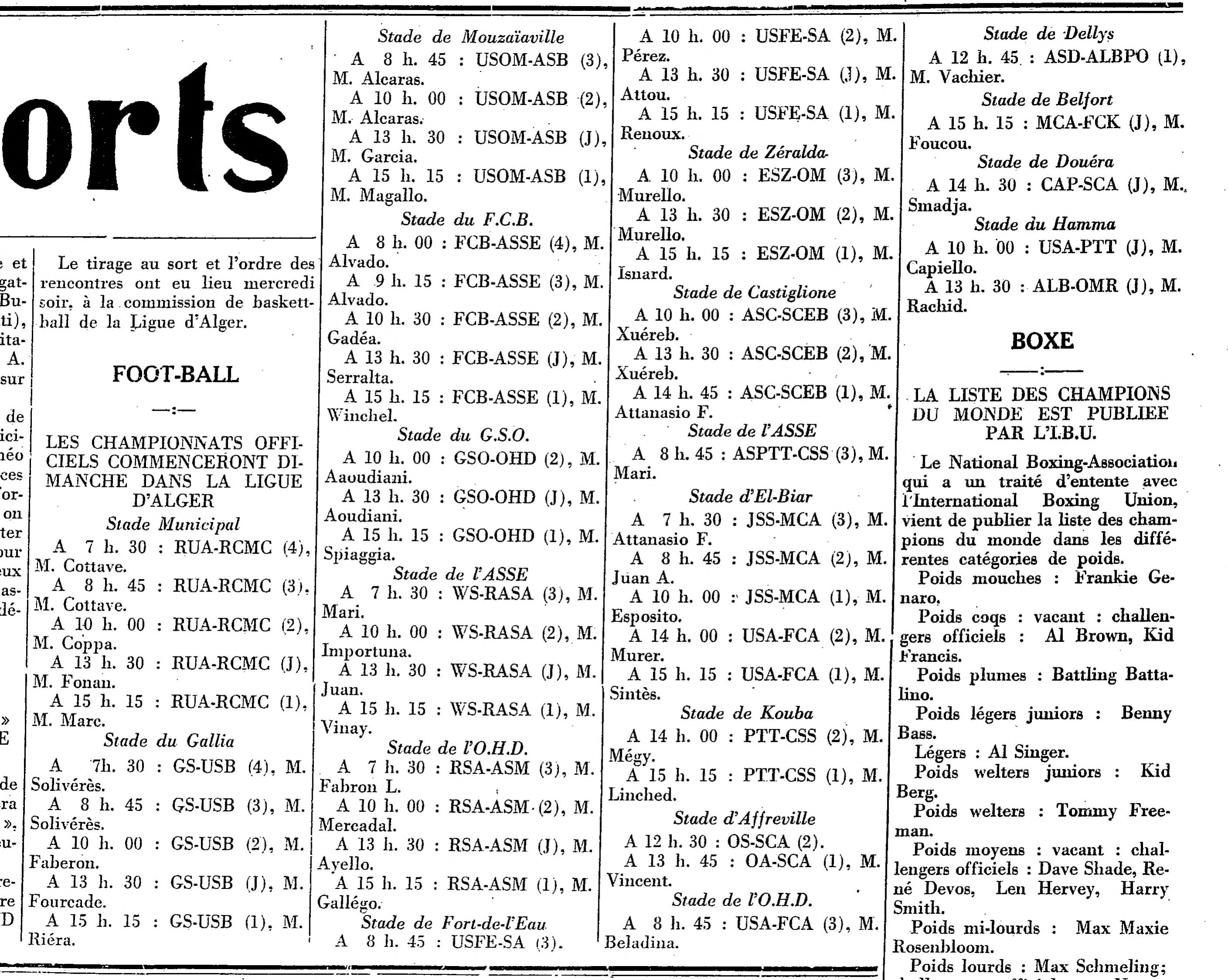 Dimanche 5.10.1930 à El Biar JSS-MCA 3-8