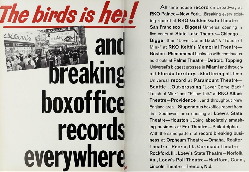 THE BIRDS BOX OFFICE USA 1963