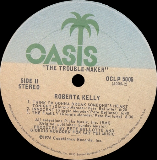 Roberta Kelly : Album " Trouble Maker " Oasis Records OCLP 5005 [ US ]