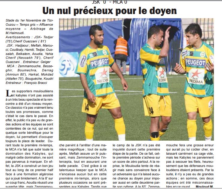 Mardi 23.02.2010  Tizi-ouzou stade 1er Novembre JSK-MCA 0-0