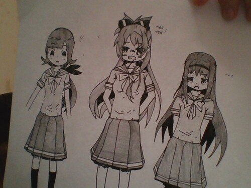 Dessin n°1: Homura Akemi et ses amies (dessin fait par Inazuma-Homura-Eleven)