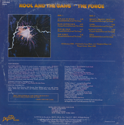 Kool & The Gang : Album " The Force " De-Lite Records DSR-9501 [ US ]