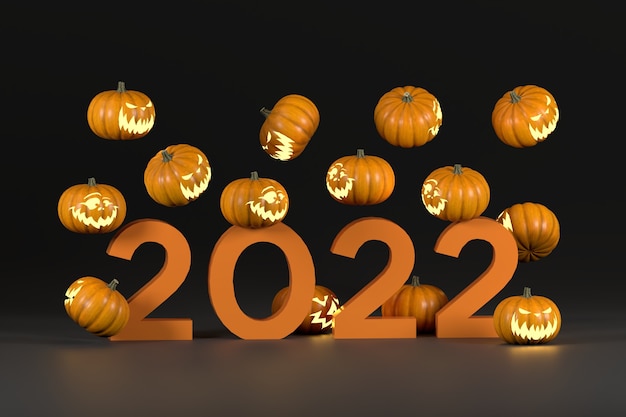 Fondo de concepto de calabaza de halloween de año nuevo 2022 | Foto Premium