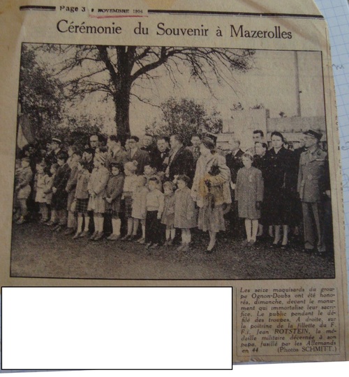 Cérémonie au monument de Mazerolles-le-Salin 1954