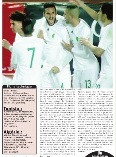 Dimanche 11.1.2015 à Tunis Préparation CAN stade Rades TUNISIE-EN 1-1
