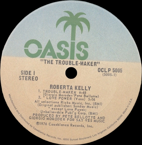 Roberta Kelly : Album " Trouble Maker " Oasis Records OCLP 5005 [ US ]
