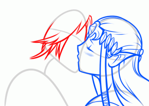 how to draw link and zelda kissing step 6