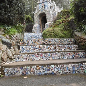 Guernsey - The Little Chapel - entirely covered inside and out with a colourful mosaic of broken s