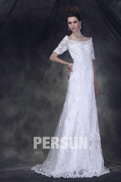 Robe de mariée vintage avec manche courte ligne A