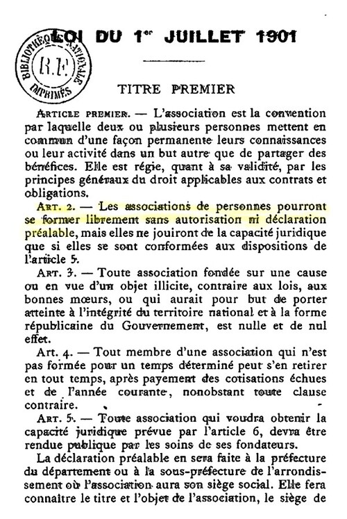 LOI "séparatisme" et sa nécessaire abrogation! ''Contrats d'engagement républicain'' contre la liberté d'association (1er/07/1901)...argumentaire 
