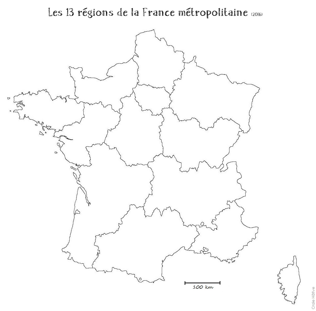 Cartes Des Regions De La France Metropolitaine 2016 Craie Hative