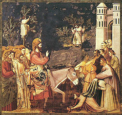 Fresque de Giotto représentant l'entrée de Jésus-Christ dans Jérusalem.