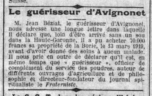 Achat de La Borie (Le Petit Parisien, 16 janvier 1921)