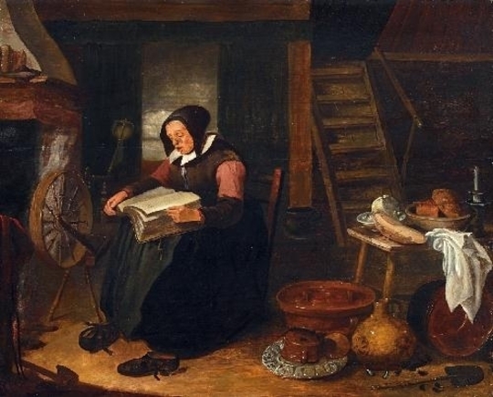 Van Brekelenkam Quirijn | INTERIOR WITH A WOMAN READING | MutualArt