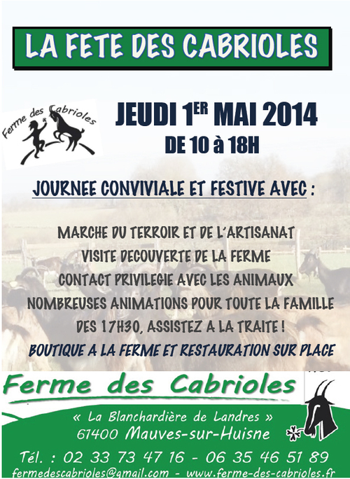 Fête de la ferme des Cabrioles – Jeudi 1e mai