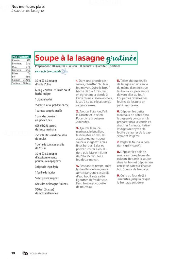 Recettes 38 - 5/15 - Nos meilleurs plats à saveur de lasagne (11 pages)