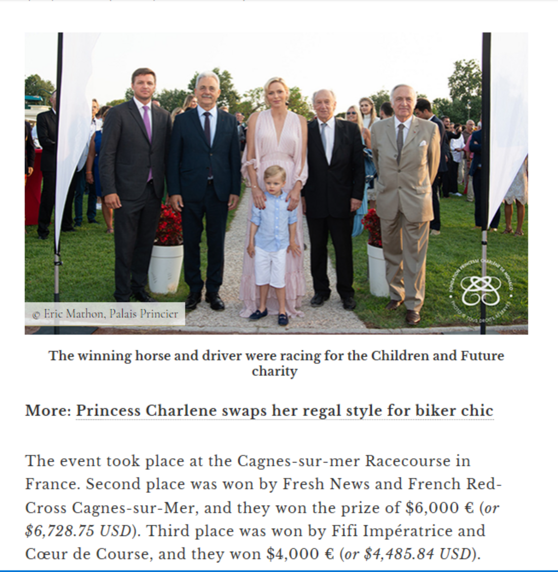 Le Prix Princesse Charlene de Monaco, charity race vu par 'Hola Us'