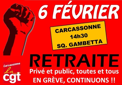 RETRAITE : PRIVÉ, PUBLIC, TOUTES ET TOUS EN GRÈVE, continuons, manifestons ! Jeudi 6 Février et +