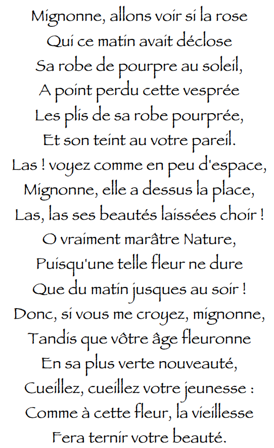 Mignonne, allons voir si la rose À cartable ouvert