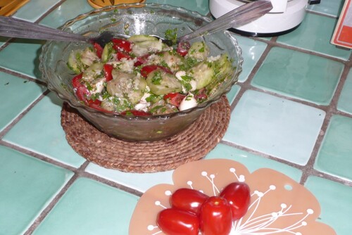 Salade de concombre, tomate et mozzarella