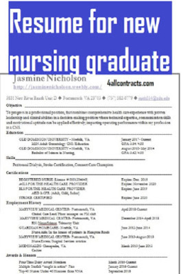 Resume for new nursing graduate