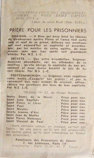Prière pour les prisonniers de guerre