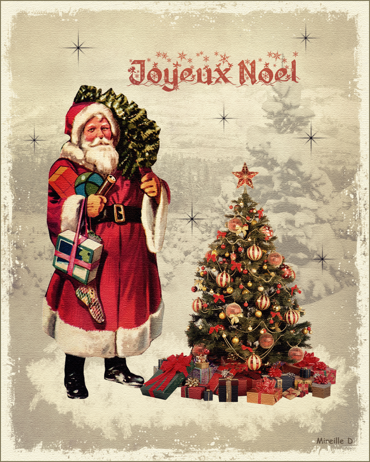 Carte de Joyeux Noël (Style Ancien) - Chez-Mireille D