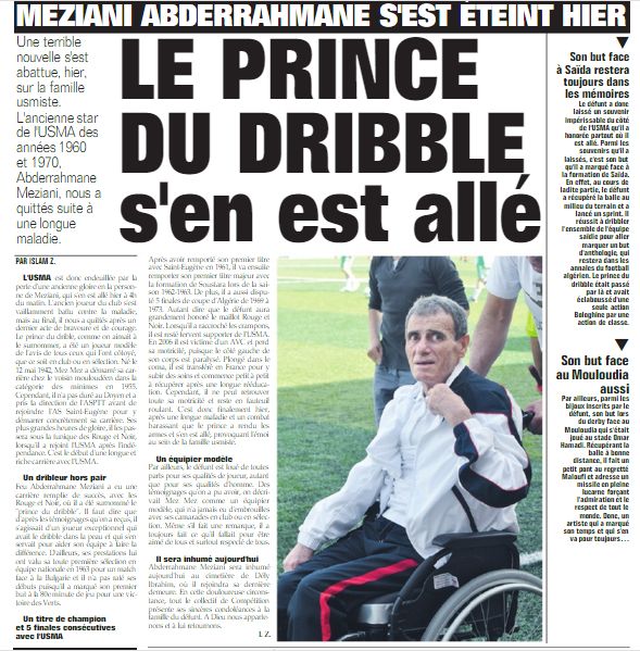 Jeudi 2 juin 2016 Meziani Abderrahmane nous quitte