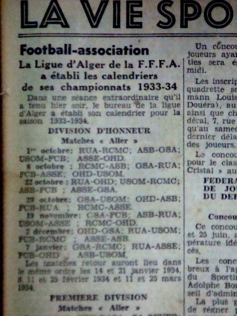 calendrier d.honneur saison 1933-1934